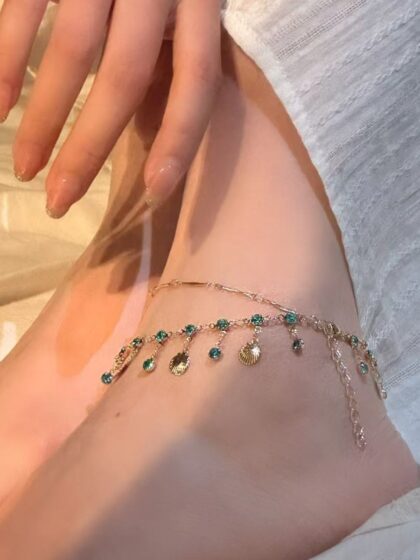 Ultra-shimmering Double-layer Shell Tassel Delicate Anklet